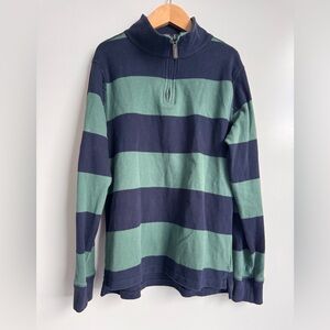 J. Crew Crewcuts Boys Large 1/4 Zip Rugby Sweater Collar NEW Blue green Cotton‎